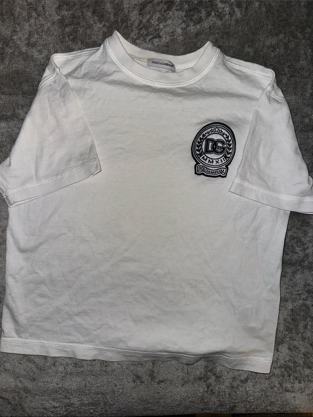 Dolce & Gabbana White Tee with Black Crest Logo